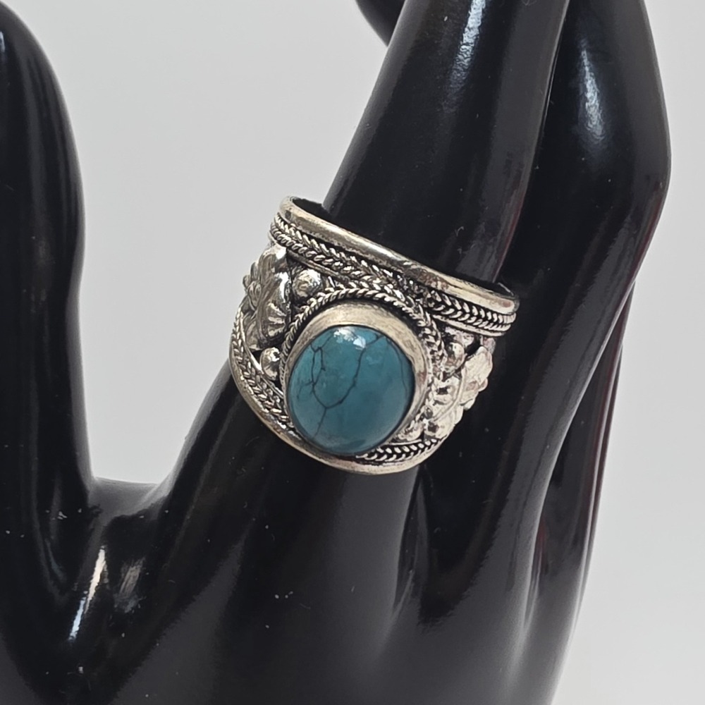 Tibetan Handmade‎ Adjustable Turquoise Ring #0746